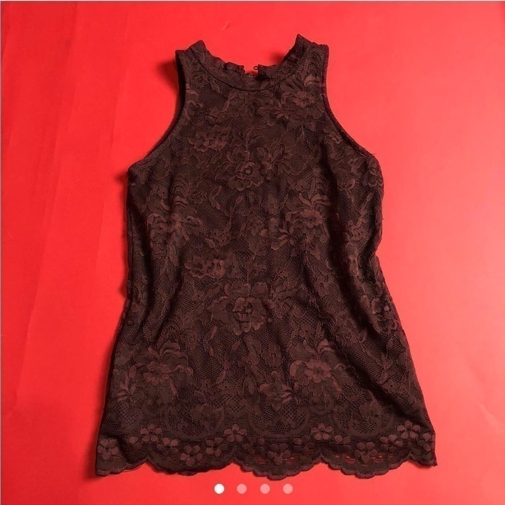 Burgundy maroon full lace double layered mock tank ♥️♥️